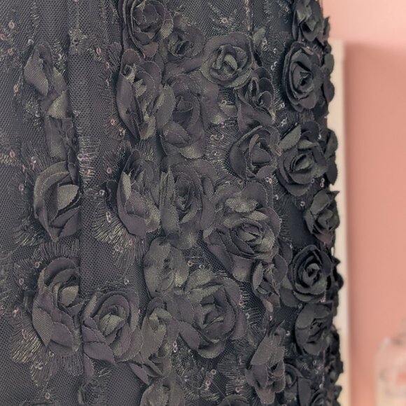 Size Small Black Corset Gown with 3D Floral Embellishments - Picture 5 of 11